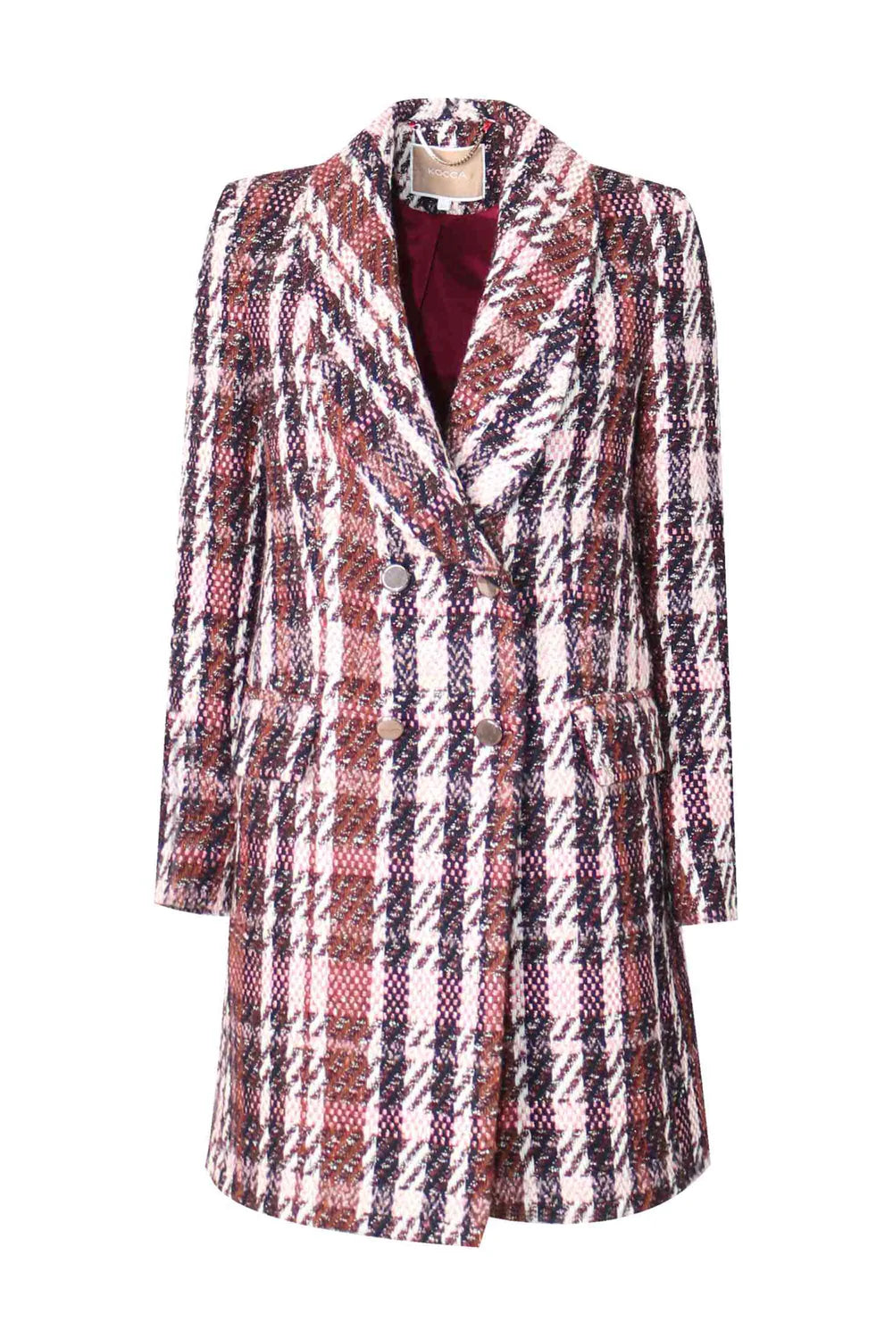 Cappotto Doppiopetto a Fantasia Kocca / Rosa - Ideal Moda