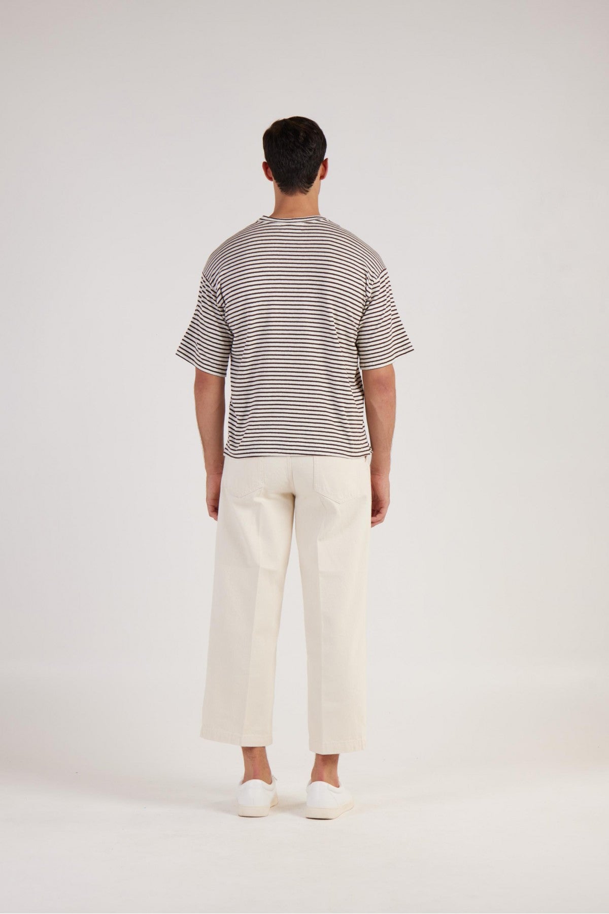 T-Shirt in Lino a Righe Daniele Fiesoli / Marrone - Ideal Moda
