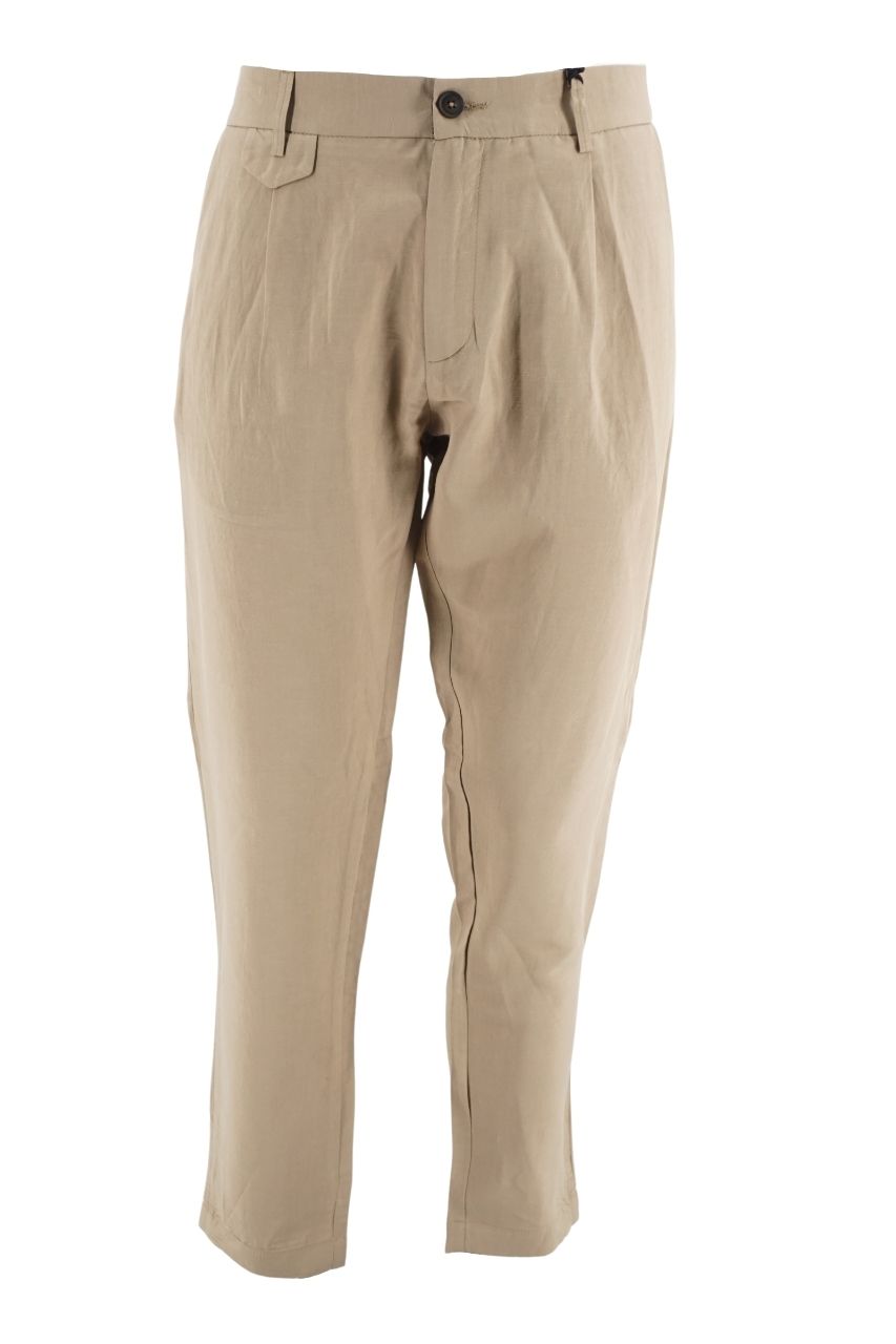 Pantalone in Cotone e Lino / Beige - Ideal Moda