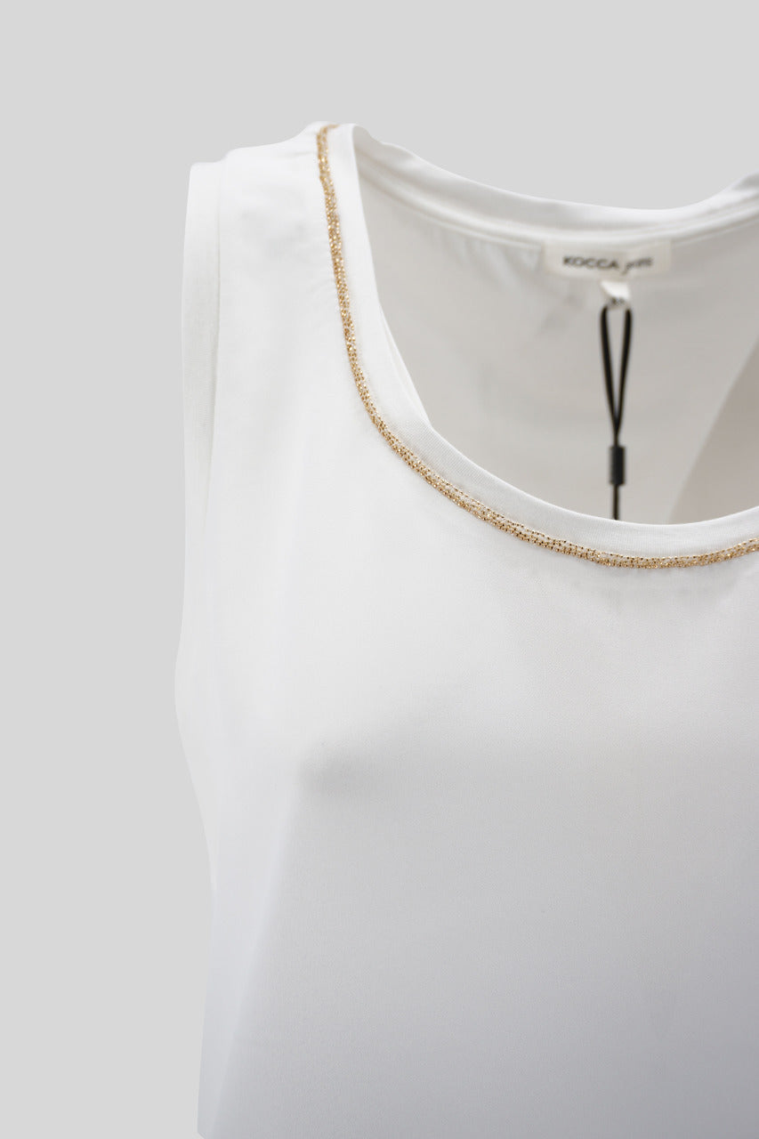 Canotta in jersey e crepe / Bianco - Ideal Moda