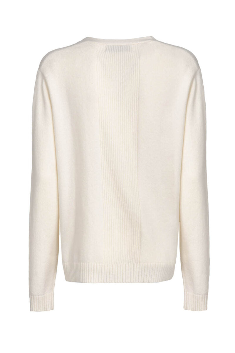 Maglia in Lana con Scollo a V / Bianco - Ideal Moda