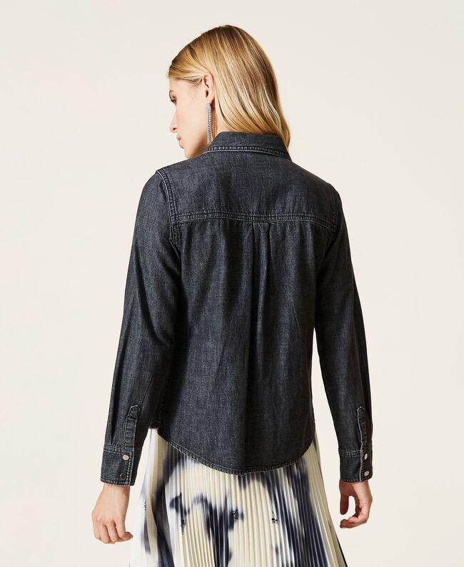 Camicia Twin Set in Jeans / Nero - Ideal Moda