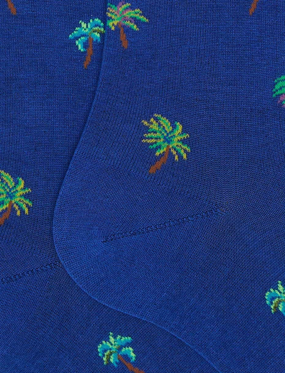Calze Lunghe con Fantasia Gallo / Bluette - Ideal Moda
