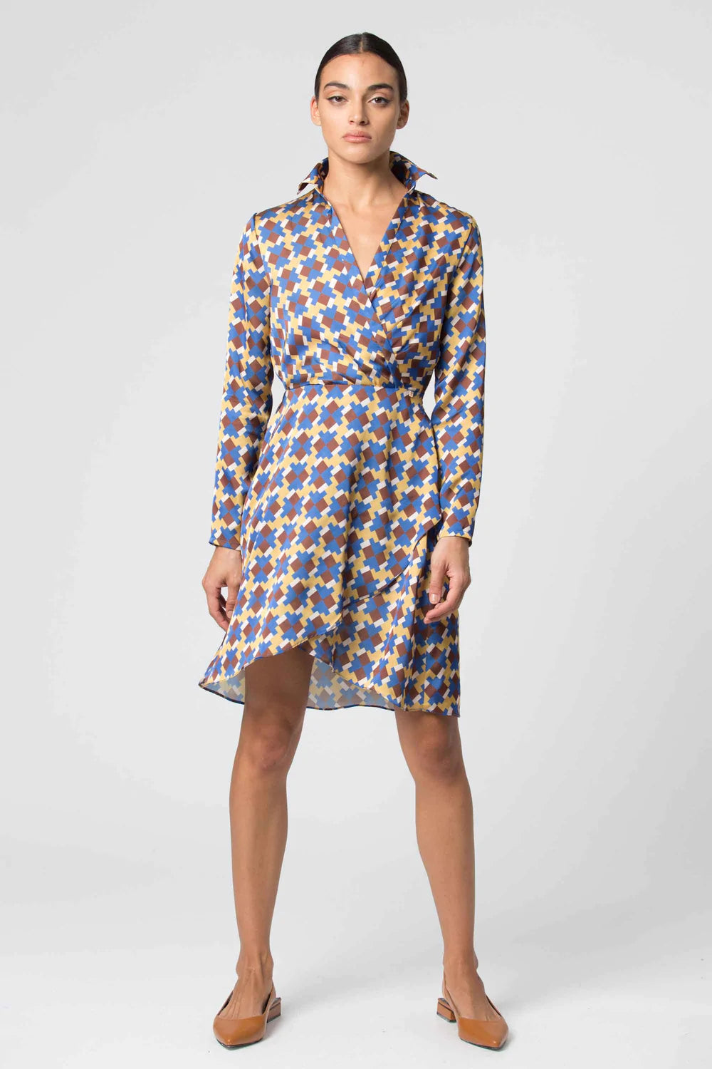 Abito a Fantasia Kocca / Beige - Ideal Moda