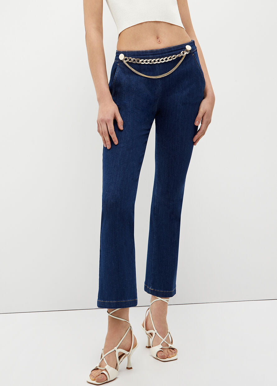 Jeans Cropped con Accessorio Liu Jo / Jeans - Ideal Moda