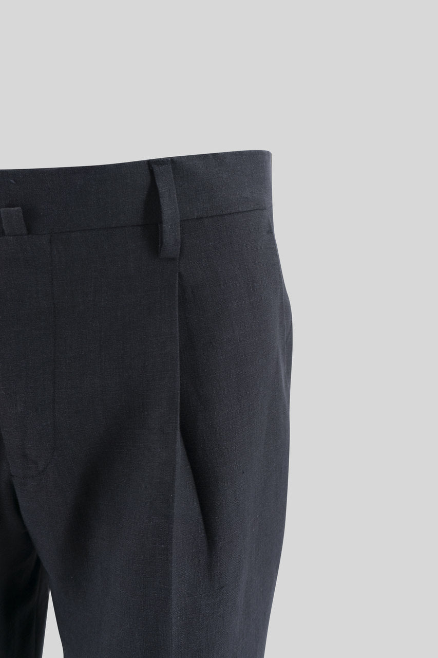 Pantalone Regular fit in lino / Nero - Ideal Moda