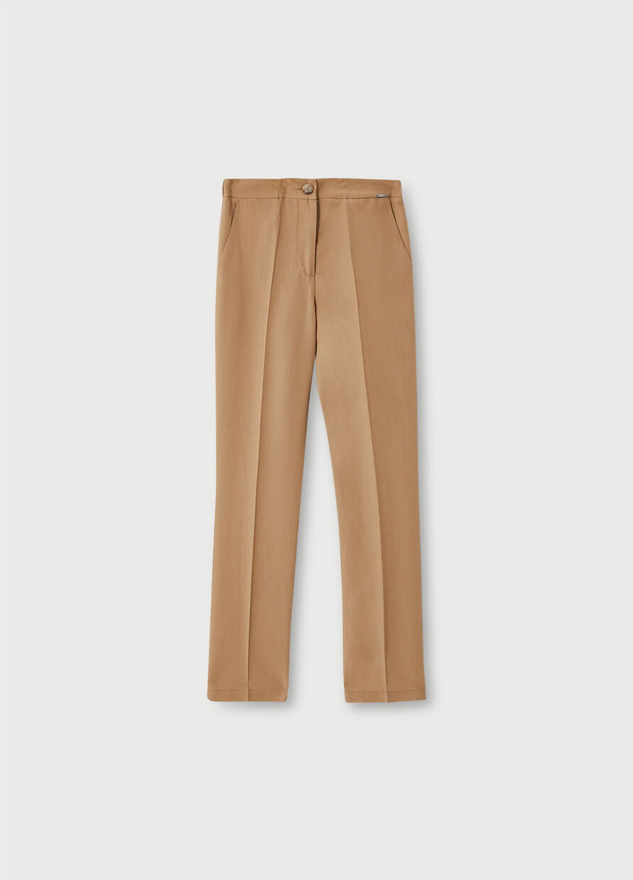 Pantalone a vita alta / Beige - Ideal Moda