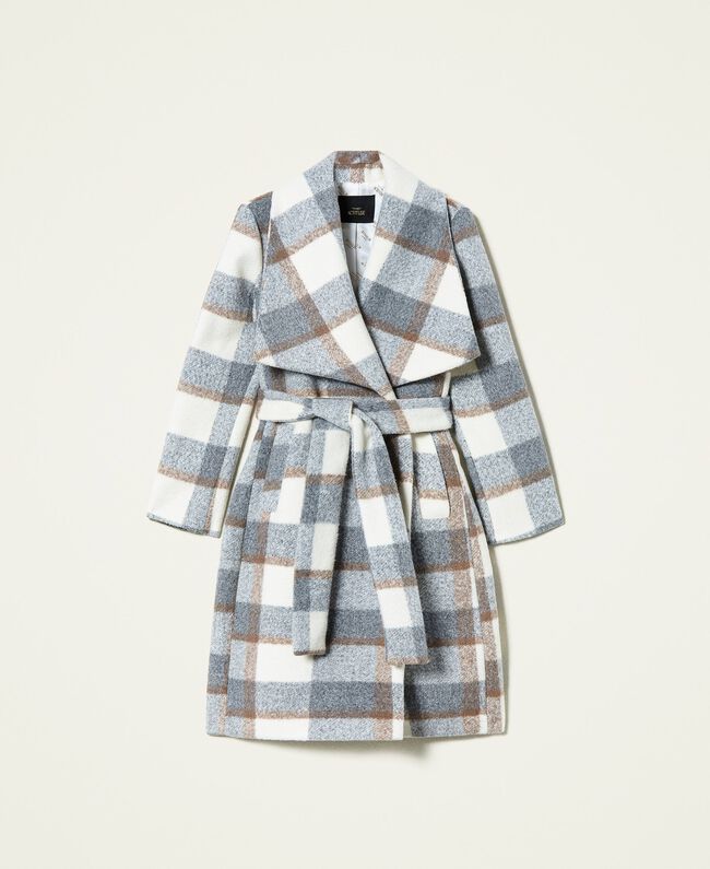 Cappotto Twin Set con Disegno Check / Grigio - Ideal Moda
