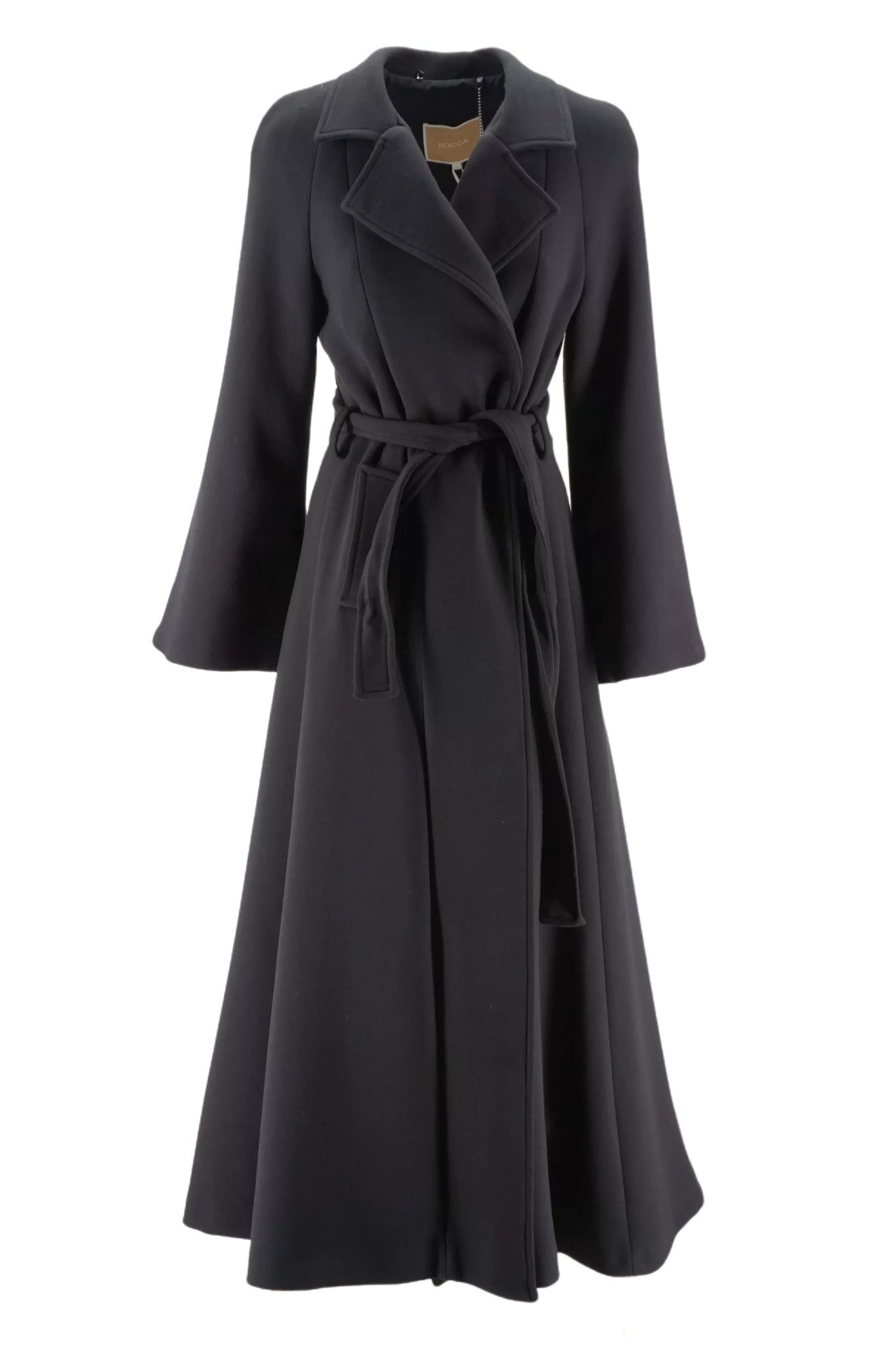 Cappotto Lungo con Cintura Kocca / Nero - Ideal Moda