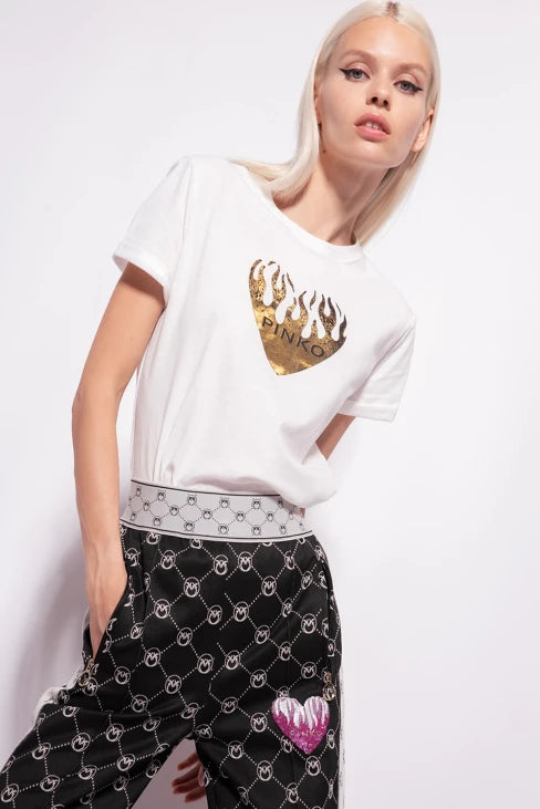 T-Shirt con Stampa Pinko / Bianco - Ideal Moda