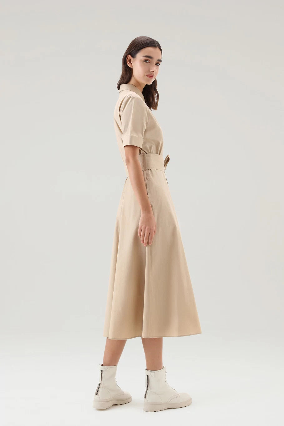Vestito Chemisier in Cotone Woolrich / Beige - Ideal Moda
