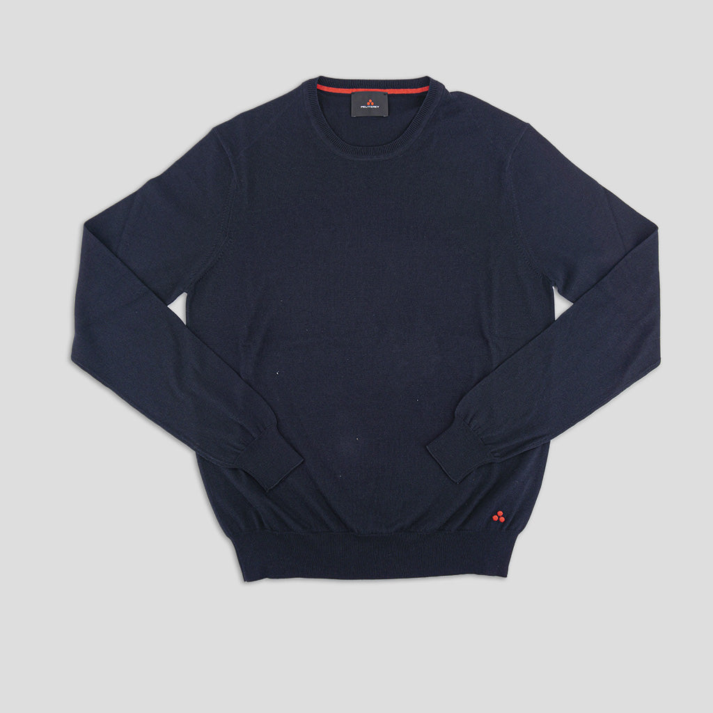 Maglia Girocollo in Puro Cotone / Blu - Ideal Moda
