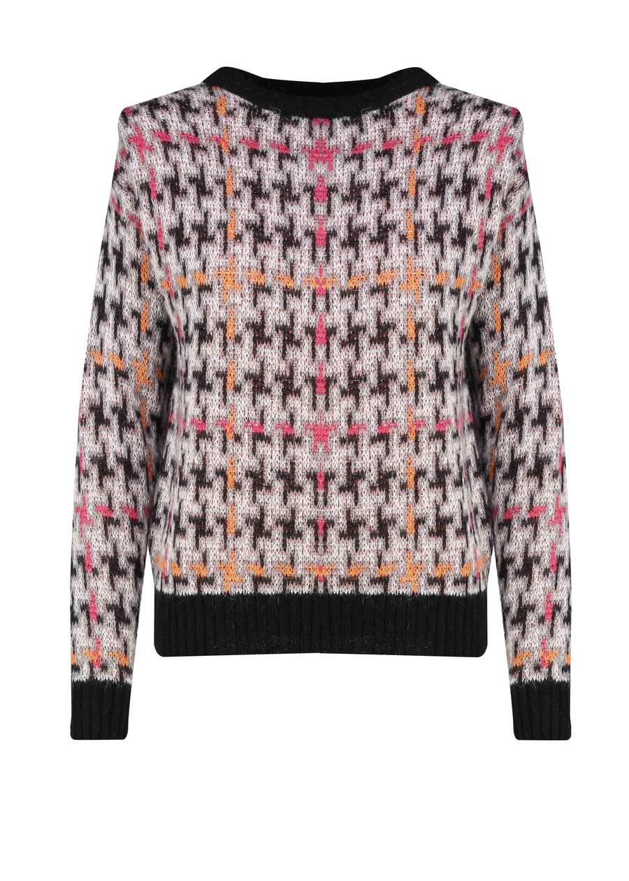 Pullover pied de poule / Beige - Ideal Moda