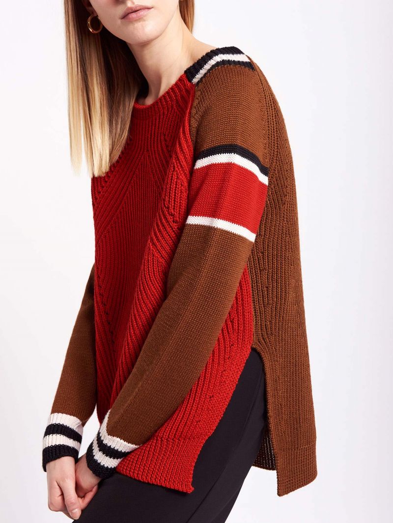 Maglia in misto lana rossa e marrone / Rosso - Ideal Moda