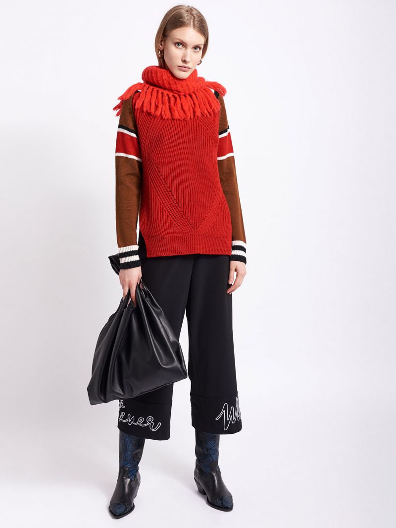 Maglia in misto lana rossa e marrone / Rosso - Ideal Moda