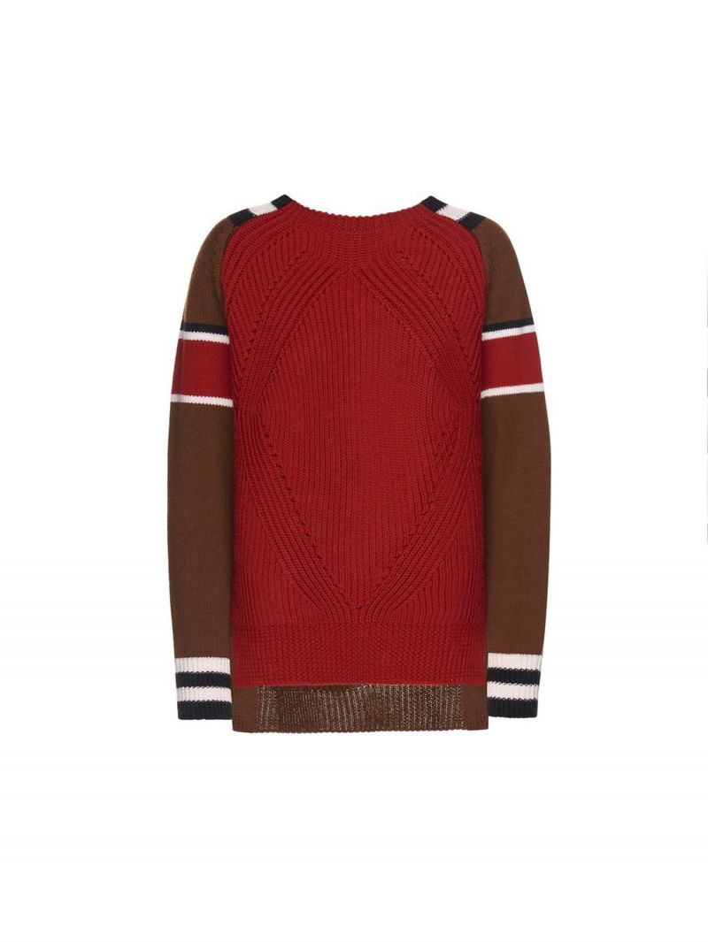 Maglia in misto lana rossa e marrone / Rosso - Ideal Moda